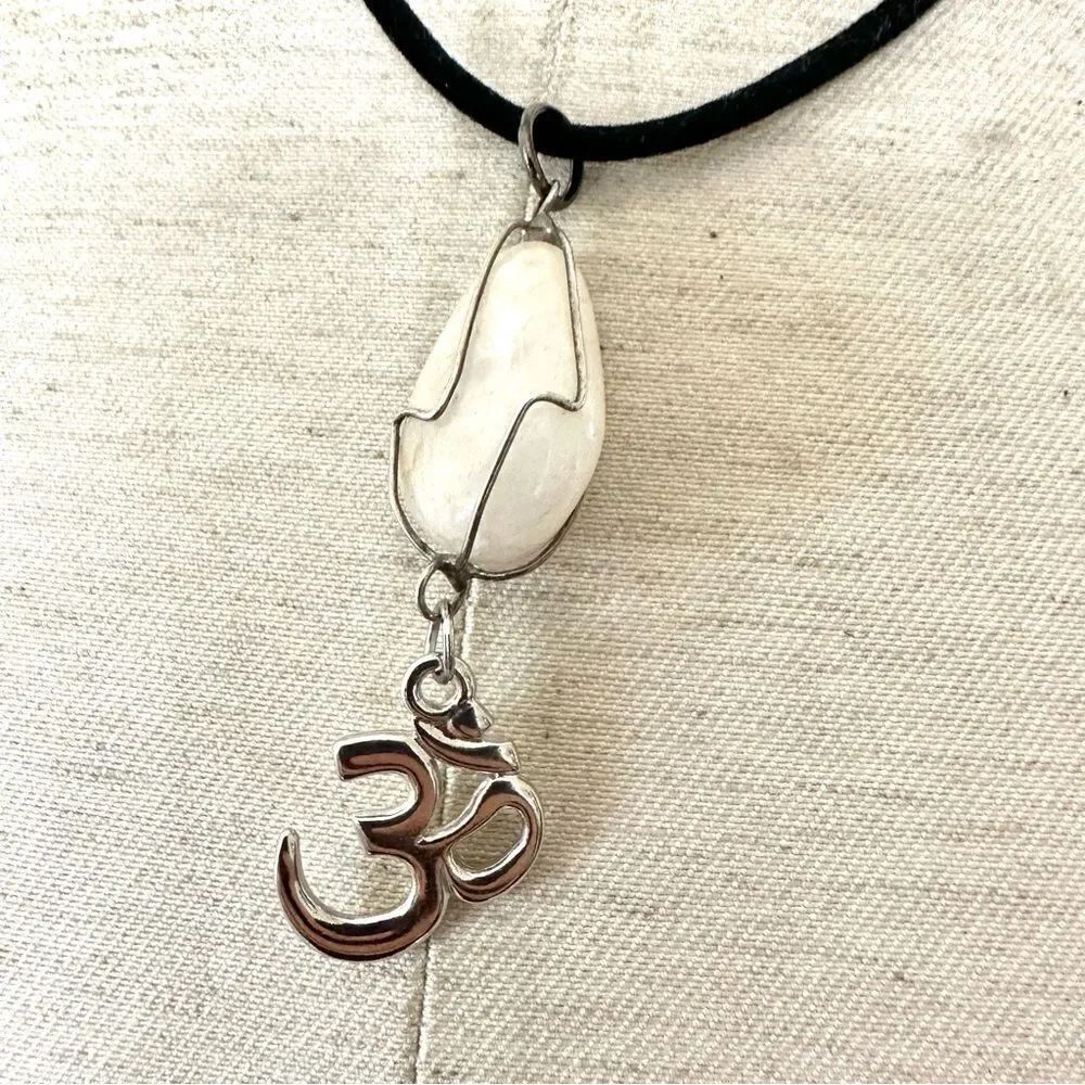 Milky Quartz OM pendant necklace